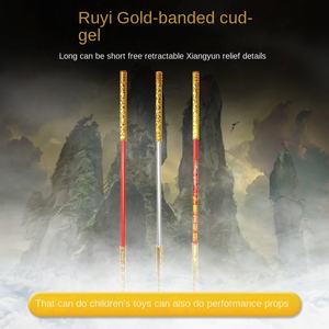 Пластиковая золотая телескопическая палка-бластер «Король обезьян» для реквизита, игрушки и выступлений, оружие из «Путешествий на Запад» - Product Image 2