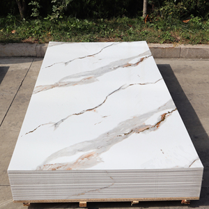 Formaldehyde-Miễn phí không thấm nước chất lượng cao cấp hiệu ứng đá trắng có độ bóng cao tấm đá cẩm thạch PVC cho trang trí bảng tường nhà - Product Image 1