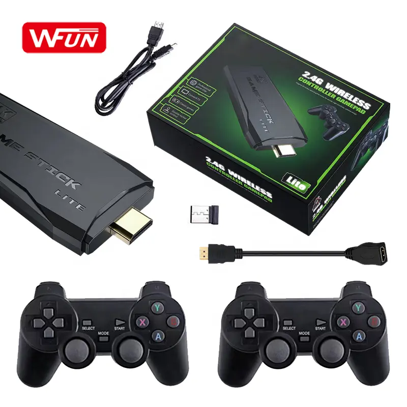 WFUN नवीनतम M8 गेम कंसोल रेट्रो 32G 64G वायरलेस क्लासिक वीडियो टीवी डोंगल 4K HD संगत M8 खेल के लिए छड़ी लाइट PS1/एसएफसी/एफसी