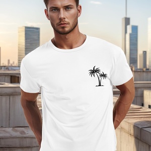 Customized Logo Men's Knitted Graphic T-Shirts Summer Beach Short Sleeve O-Neck Casual Breathable 3D Design - Product Image 4