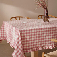 Nappe de style farmhouse à bords volantés, couleur unie, lavable, carrée, pour la décoration de la maison et des banquets