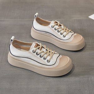 Shell Head White <b>Sneakers</b> for Women - Genuine <b>Leather</b> Retro Flat Shoes for Women - 2026 New Style - Versatile Large Head Design - Product Image 5