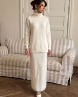 Nouvelle Collection Automne/Hiver 2026 – Ensemble Tricoté Ample en Laine Anti-Boulochage à Col Roulé Style Européen-Américain pour Femme de Bureau