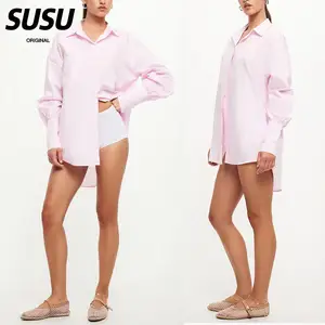 SUSU personalizado caliente sexy 2024 blusa casual para damas algodón playa más tamaño verano Mujer ropa Mujer Tops y blusas