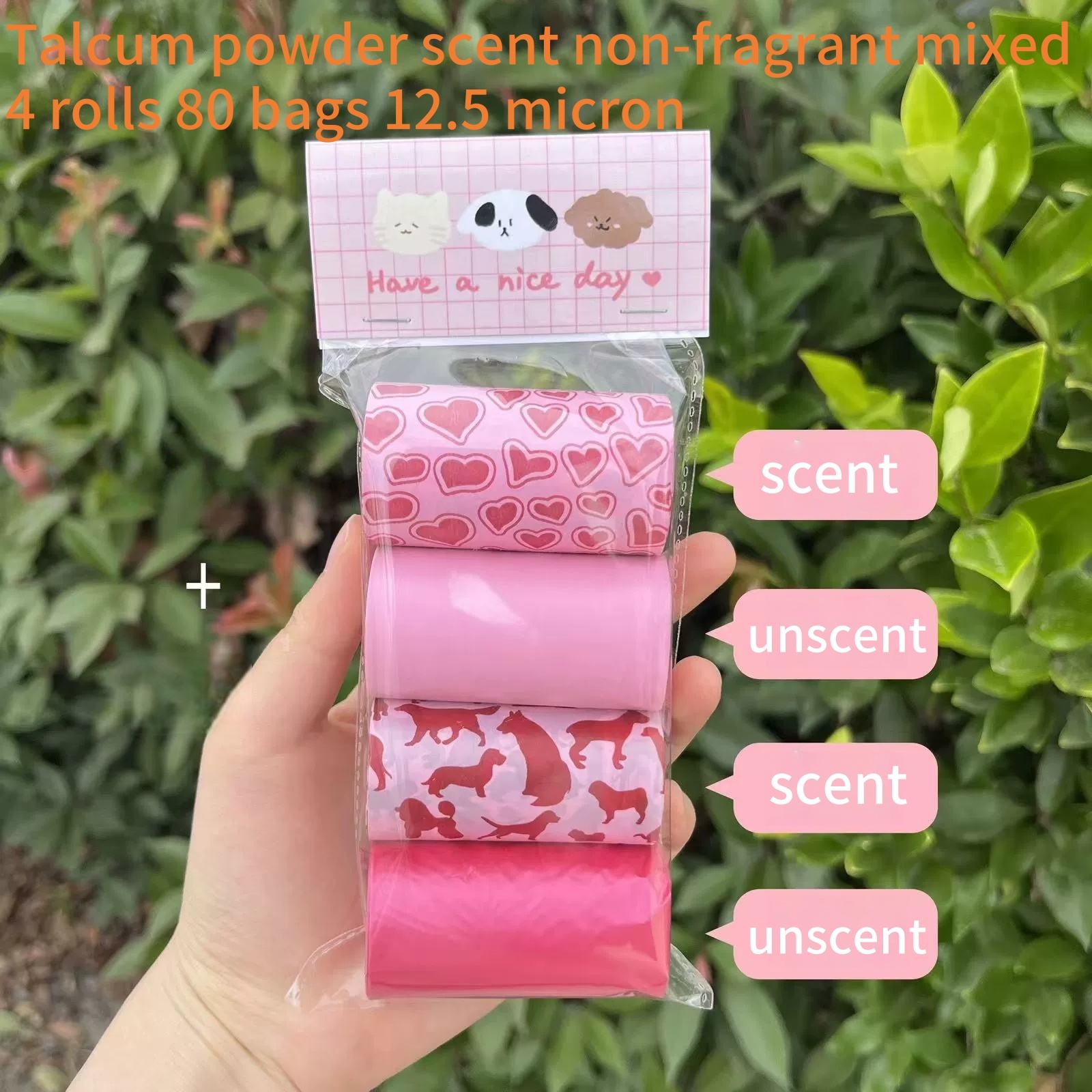 Talcum parfumé non parfumé mélangé 4 rouleaux 80 sachet 1,25 soie