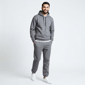 Conjuntos Deportivos de Felpa para Hombre al por Mayor, Transpirables, 100% Algodón, Pantalones Deportivos Ajustados con Cordón y Sudadera con Capucha para Primavera - Product Image 1