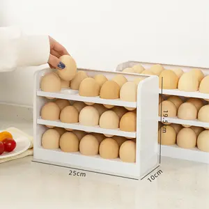 Refrigerator Kitchen Folding 3 Tier Egg Storage Rack Organizer Holder plastic Egg Storage Box