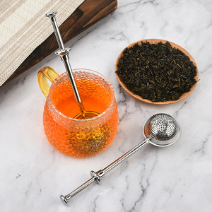 Custom Long Handle 18/8 Metal Gold Color <b>Tea</b> <b>Infuser</b> Filtro <b>Tea</b> Ball Coador Para Loose Leaf <b>Tea</b> - Product Image 5