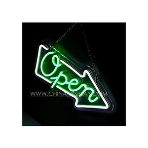 11.5*23inches Open Neon Sign Shop Hanging Decoration Led Neon Sign Green Light Up Neon Light