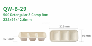 Tùy chỉnh 3-Ngăn dùng một lần và compostable bã mía Bộ đồ ăn hộp hình chữ nhật Bộ đồ ăn cho thực phẩm phục vụ - Product Image 5