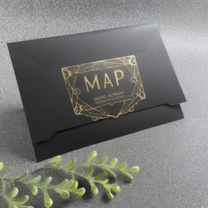 Carte de vœux personnalisée en feuille d'or laminée noire mate estampée à chaud carte de remerciement avec <span class=keywords><strong>enveloppe</strong></span> en papier kraft - Product Image 2