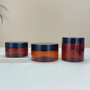 100ml 3.3oz Amber <b>Plastic</b> Cosmetic <b>Jars</b> with Lids for Cream Lotion Powder Ointment Bath Salt Body Butter Refillable Containers - Product Image 1