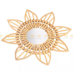 Respetuoso con el medio ambiente sostenible Boho hecho a mano ratán arte innovador decoración maquillaje espejo Retro vestidor Baño - Product Image 3