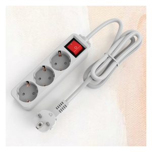 Enchufe de Extensión de 3 Vías con Conexión a Tierra, Estándar Europeo, con Cable de 1.5/3/5 Metros, Regleta de Alimentación Eléctrica con Interruptor - Product Image 3