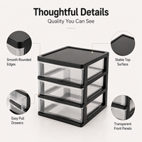 Meuble de rangement de bureau transparent avec tiroirs, organiseur de papeterie empilable, boîte de classement multi-niveaux pour la maison, l'école et le bureau