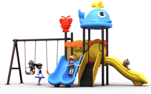 Ensemble toboggan et balançoire en plastique intérieur/extérieur pour jardin, utilisation éducative à l'aéroport pour parc d'attractions scolaire et aire de jeux Playhouse - Product Image 6