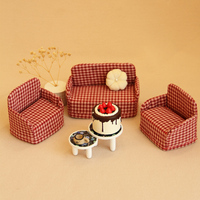 Miniature ensemble de salon complet décor de jeu parfait pour enfants adultes souris en peluche poupée canapé PVC souple modèle jouet résine métal