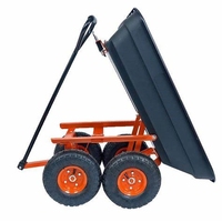 Chariot de manutention à roues en acier à quatre roues pour le transport de marchandises, remorque utilitaire, chariot de jardin à benne basculante, pour usage domestique et commercial