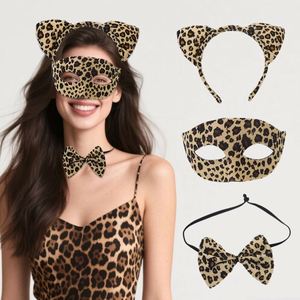 かわいいヒョウチーター耳ヘッドバンド女性用動物耳ヘアバンドハロウィンパーティーコスチュームアクセサリー用 - Product Image 1