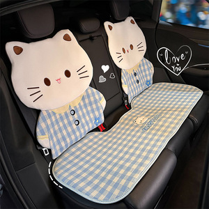 Housse de siège de voiture en coton motif chat de dessin animé, ensemble complet, antidérapante, décorative, pour toutes les saisons - Product Image 1