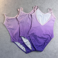 Nouveauté été 2026 – Justaucorps de danse ombré violet tendance avec bretelles ajustables, couleurs personnalisables