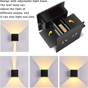 Lampe murale LED carrée moderne en aluminium pour extérieur, étanche, noire et blanche, haute luminosité, pour escalier de jardin - Product Image 2