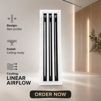 Diffuseur linéaire en aluminium noir/blanc, peignable, anti-rongeurs, grille de ventilation de plafond, sortie d'air CVC pour hôpitaux et écoles