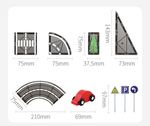 บล็อกของเล่นบล็อกแม่เหล็ก30ชิ้นสำหรับสร้างถนน3D การจราจรในเมือง - Product Image 5