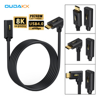 Factory 5A 48V 240W USB4 Cable multifunción USB C hembra a tipo C 90 grados 8K 60Hz 40Gbps Cables de transferencia de datos para PC portátil