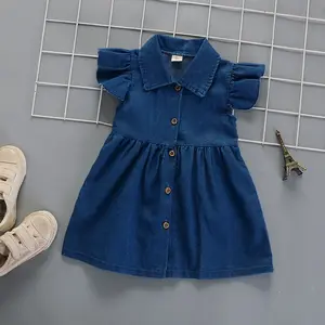 Robe en jean pour bébé fille, jupe pull en jean pour enfant en bas âge