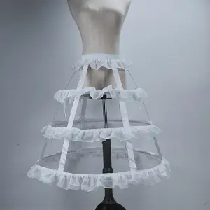 Femmes Lolita Crinoline Split Petticoat Hollow Out Cage 2/3/4/5 Hoops Underskirt for Lolita Wedding Bridal Dress Cosplay