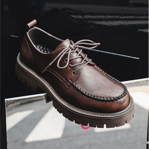 Chaussures Derby Homme Personnalisées OEM en Cuir de Cheval Italien, Faites à la Main, Finition Vintage Lavée, Semelle Épaisse, Chaussures de Mariage Printemps à Enfiler Solides - Product Image 4