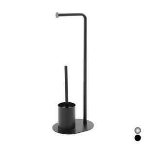 Soporte para escobilla de baño, base ovalada, de metal negro, accesorio de baño - Product Image 1