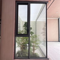 Ventana Abatible Moderna de Vidrio Templado con Marco de Aleación de Aluminio que Ahorra Espacio, con Apertura Lateral para Baño y Villa