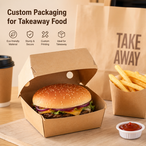 Boîtes alimentaires en papier kraft pratiques, portables et recyclables avec impression de logo personnalisée OEM pour hamburgers, sandwichs et frites - Product Image 3