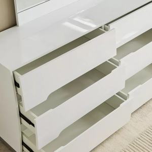 Commode moderne en bois blanc brillant, armoire de rangement gain de place pour chambre ou cuisine, idéale pour usage hôtelier - Product Image 3