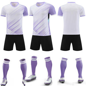 طقم قمصان كرة قدم للرجال البالغين مطبوعة بتقنية النقل الحراري 100% بوليستر بنمط صلب وياقة عالية زي كرة قدم موحد - Product Image 5