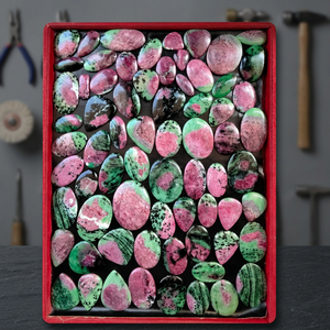 Piedras Preciosas Sueltas de Zoisita Rubí Natural al por Mayor, Cabujones de Anyolita Rosa Verde para la Fabricación de Joyas - Product Image 2