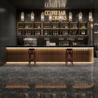 Comptoir de bar LED en vente chaude, design de restaurant, caissier au comptoir, réception de salle de sport avec porte-bouteilles
