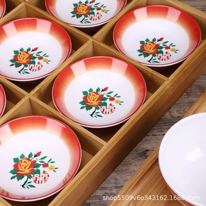 Juego de vajilla retro de melamina moderna con diseño floral redondo, platos esmaltados para uso diario en hoteles. - Product Image 3