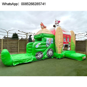 Structure gonflable commerciale 5 en 1 avec toboggan aquatique marbré violet, bleu et gris - Product Image 1