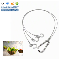 Kit de suspension pour plantes de jardin avec 3 cordons en câble d'acier inoxydable et crochets en S pour paniers de plantes