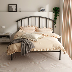 Cama de Hierro de 1.35M, Cama Doble de 1.5M con Estructura Reforzada, Cama Individual Sencilla de 1.2M, Cama Princesa de 1.8M con Almacenamiento, Cama Metálica para Adultos - Product Image 4