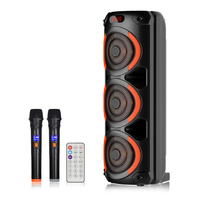 CSX-8881 20W Lecteur radio musical portable USB/AUX/BT avec lumière RGB, microphone filaire, 3*8" Haut-parleur audio en plastique alimenté par batterie