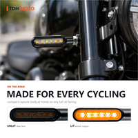 Clignotant Rond Moto en Aluminium Noir Chromé avec Lentille PC Fumée 12V Étanche IP65 Vis M8 Universel