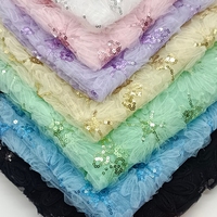 Tissu brodé de haute qualité en polyester avec paillettes, design le plus récent, pour robe