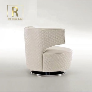 Nordic Style Contemporary Modern Luxury Style Low <strong>Round</strong> Back Living Room Home Furniture Leather Accent <strong>Chair</strong> <strong>Sofa</strong> <strong>Chairs</strong> - Product Image 3