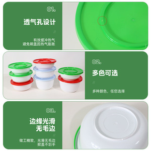 Disposable Round Bowls With Lids Thickened PP <b>Microwavable</b> Refrigerated Takeout Packaging For Food Storage - Product Image 5