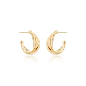 Boucles d'oreilles simples en métal 925 argent pur haut de gamme Niche Twist mode boucles d'oreilles lumière luxe Niche boucles d'oreilles argent aiguille femmes - Product Image 1