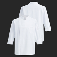 Tenue de travail unisexe classique pour chef, nouvelle collection automne-hiver, élastique, manches longues ou courtes, en sergé tissé, pour restaurant et boulangerie